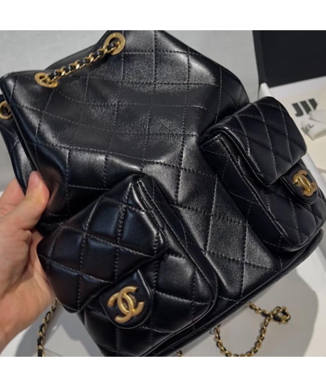 CHANEL Черный кожаный рюкзак, фото 6