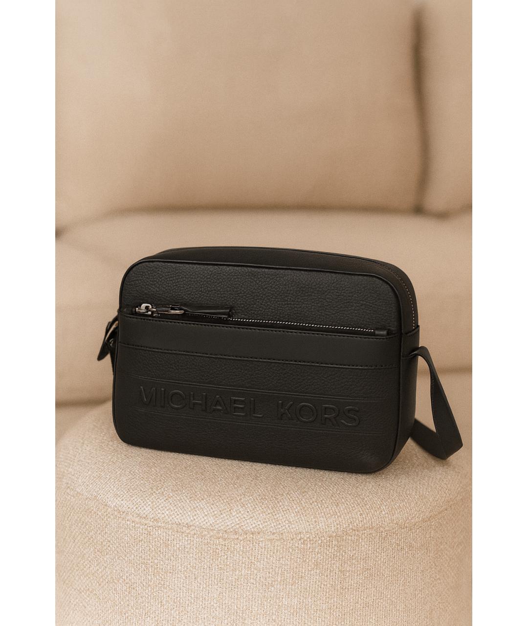 MICHAEL KORS Черная кожаная сумка на плечо, фото 4