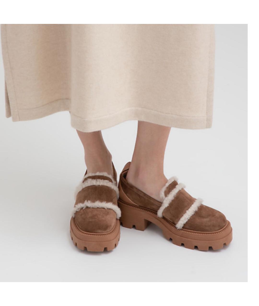 SERGIO ROSSI Бежевые замшевые лоферы, фото 6