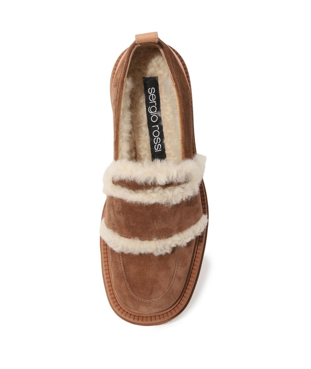 SERGIO ROSSI Бежевые замшевые лоферы, фото 4