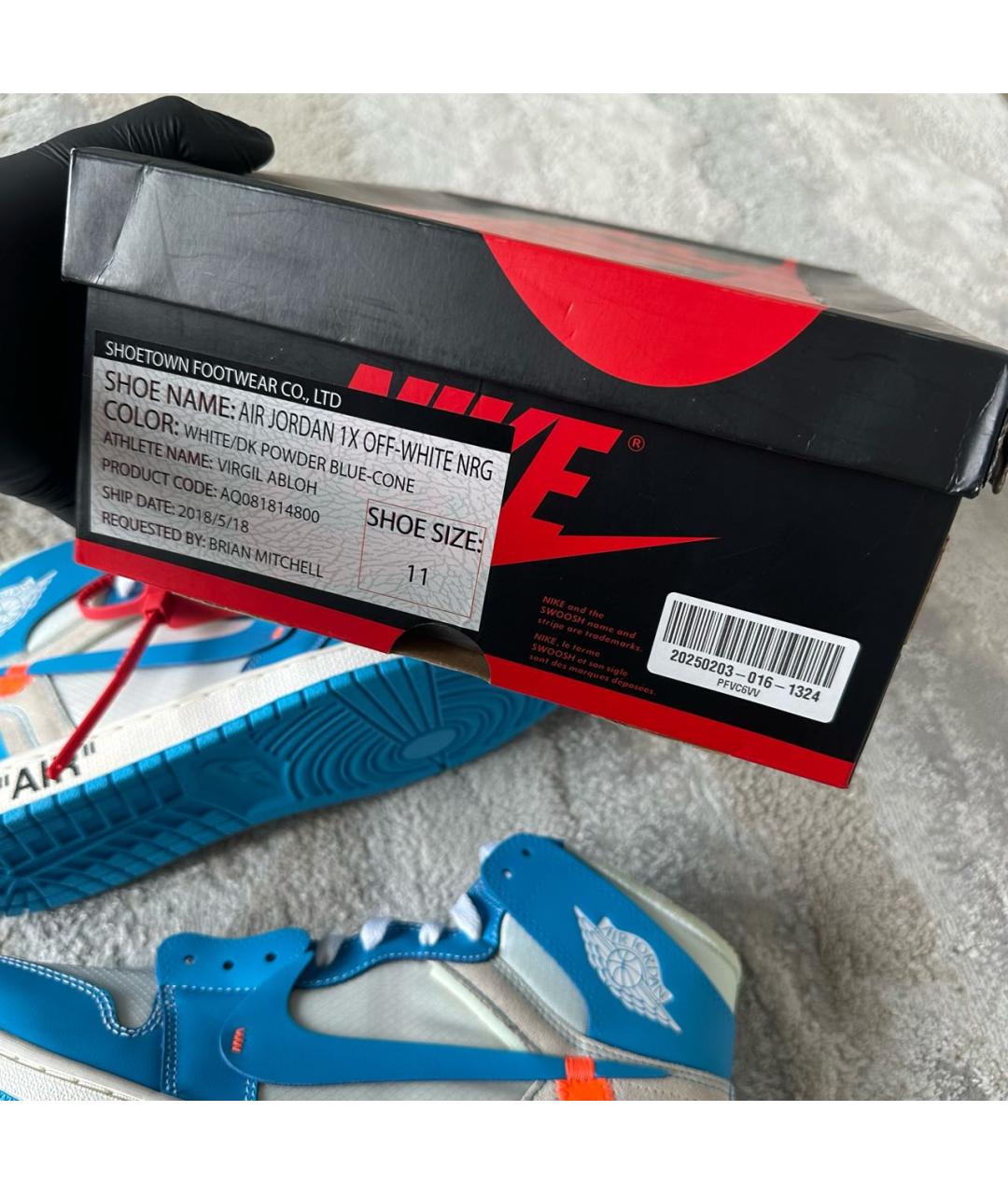 JORDAN Голубые высокие кроссовки / кеды из искусственной кожи, фото 5