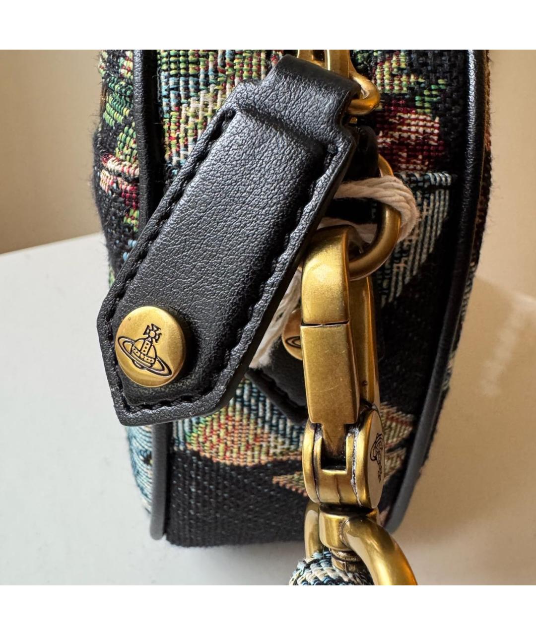VIVIENNE WESTWOOD Черная тканевая сумка на плечо, фото 5