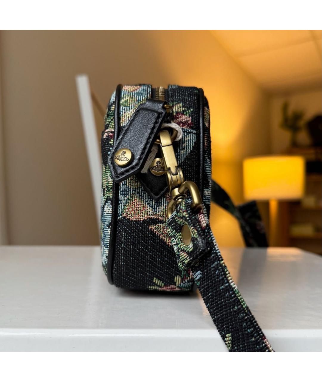 VIVIENNE WESTWOOD Черная тканевая сумка на плечо, фото 6