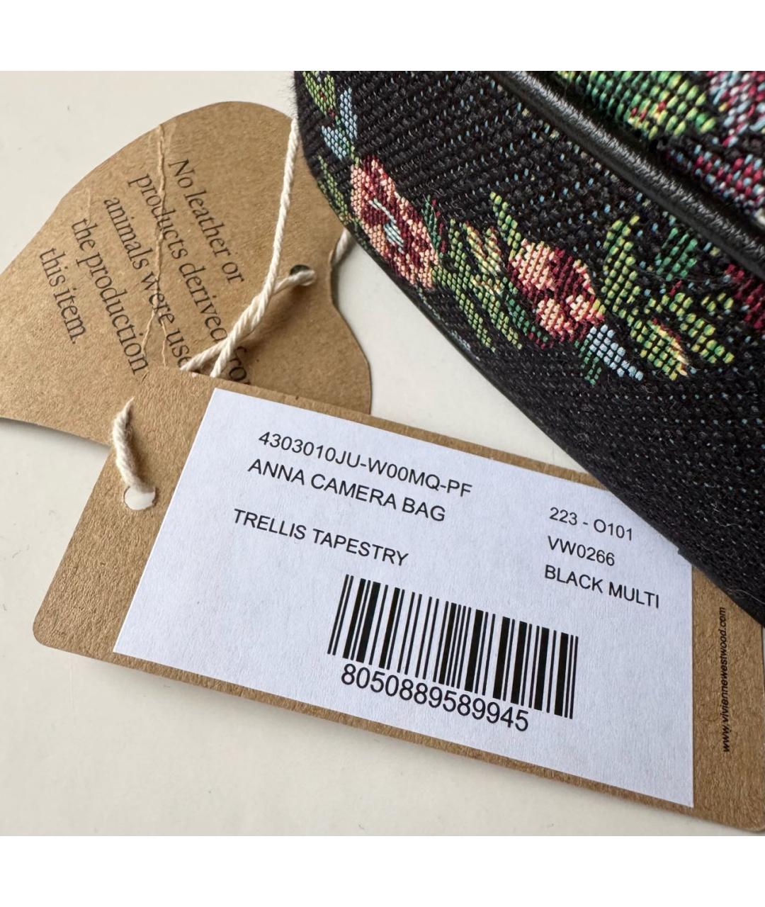 VIVIENNE WESTWOOD Черная тканевая сумка на плечо, фото 8