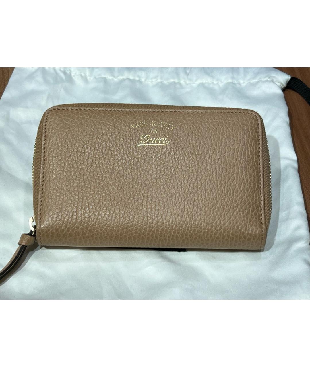 GUCCI Бежевый кожаный кошелек, фото 7