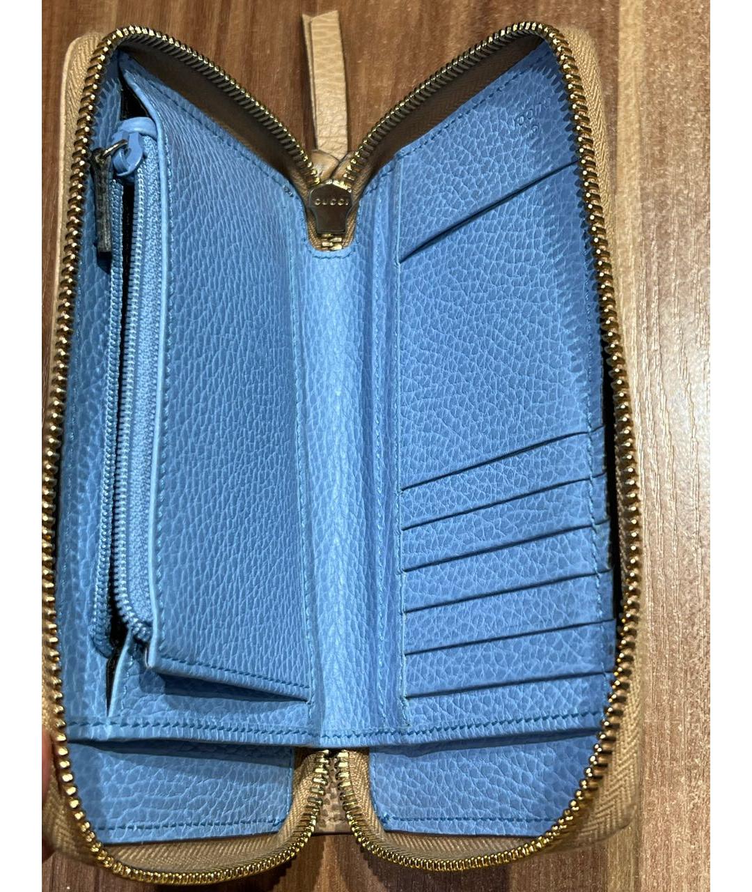 GUCCI Бежевый кожаный кошелек, фото 3