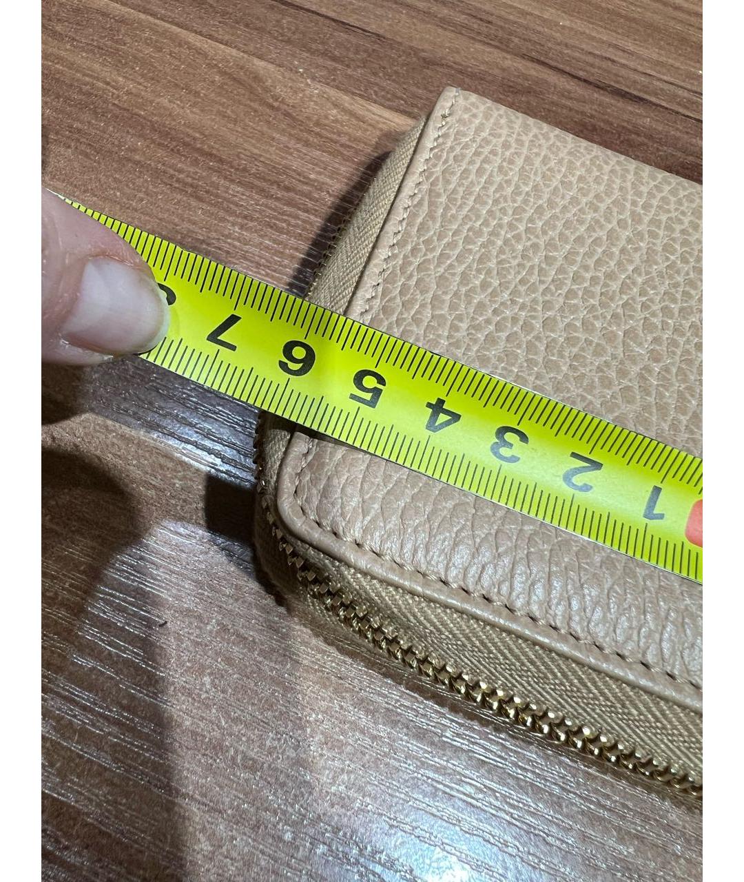 GUCCI Бежевый кожаный кошелек, фото 6