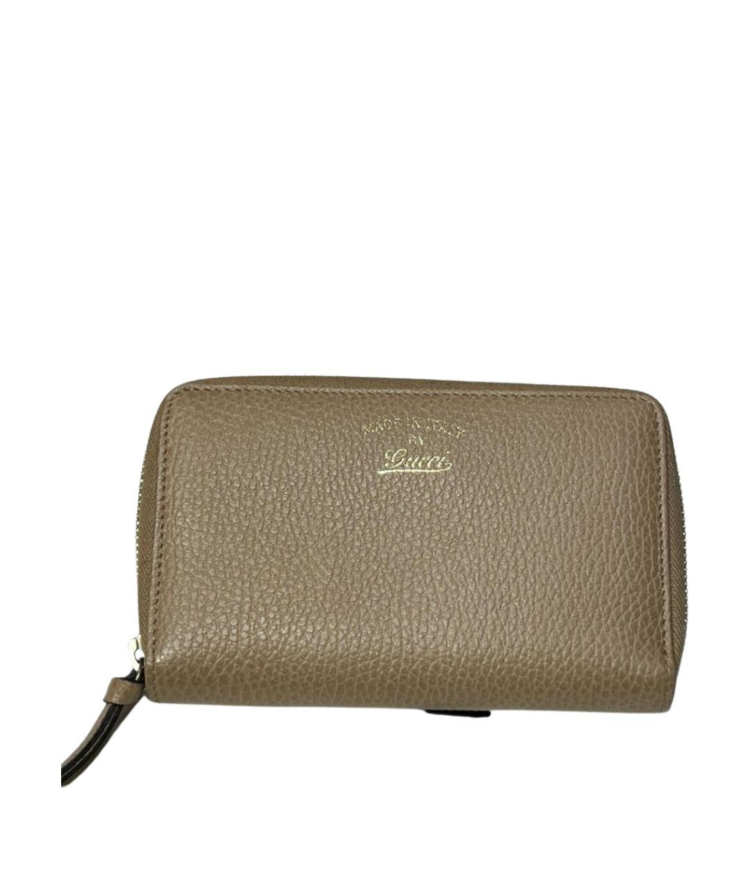 GUCCI Бежевый кожаный кошелек, фото 1