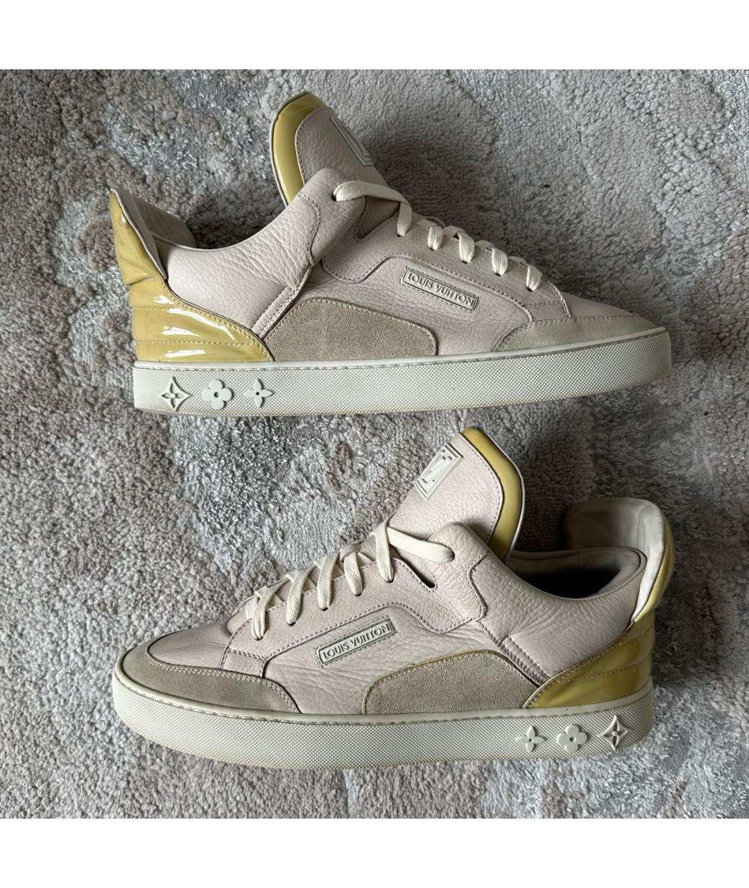 LOUIS VUITTON Бежевые кожаные низкие кроссовки / кеды, фото 9