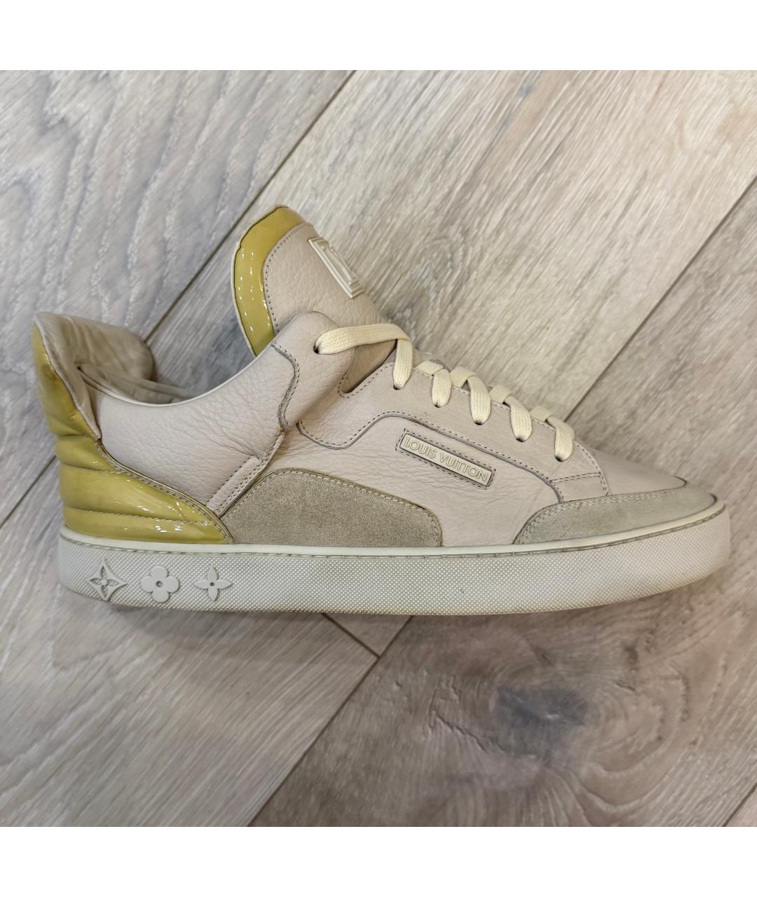 LOUIS VUITTON Бежевые кожаные низкие кроссовки / кеды, фото 10