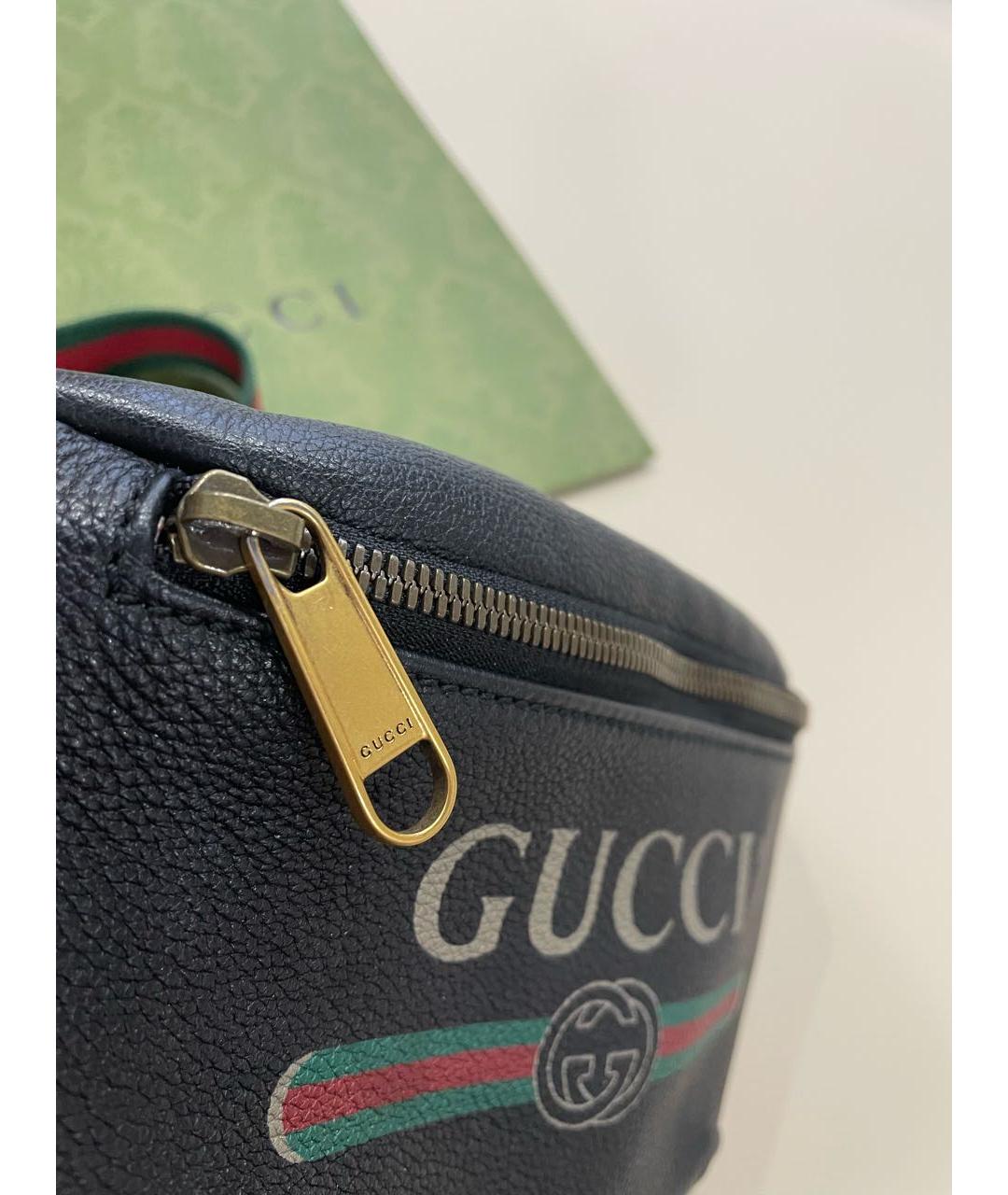 GUCCI Черная кожаная поясная сумка, фото 4