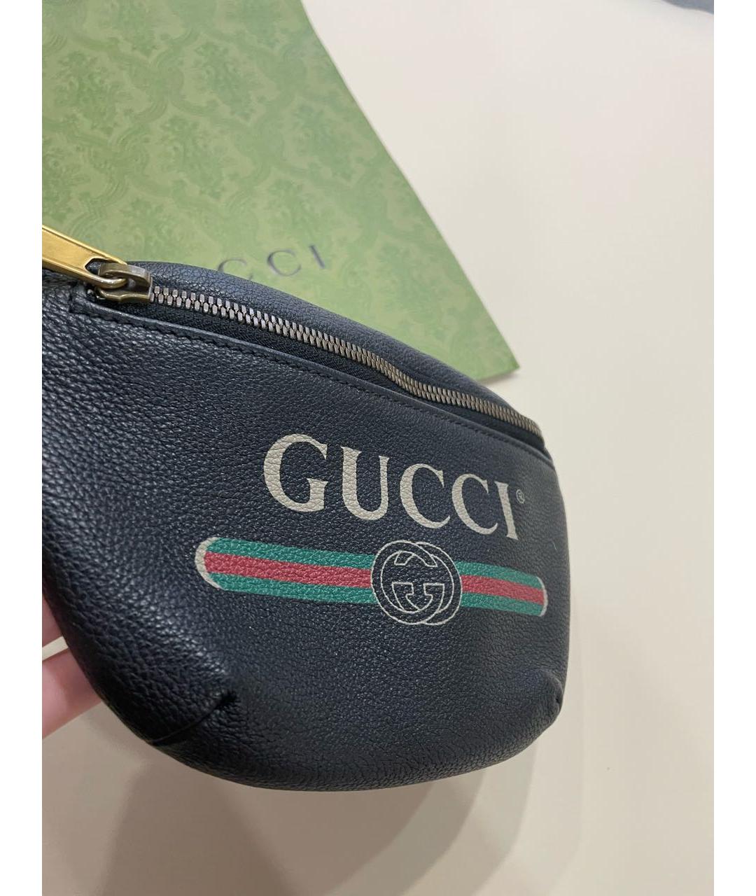 GUCCI Черная кожаная поясная сумка, фото 3