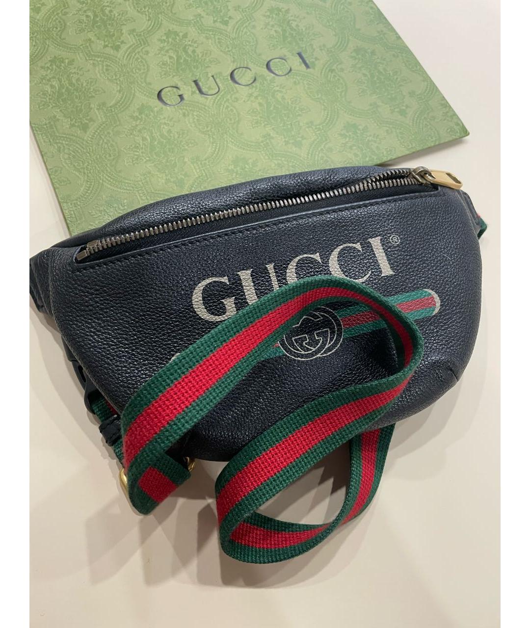 GUCCI Черная кожаная поясная сумка, фото 5