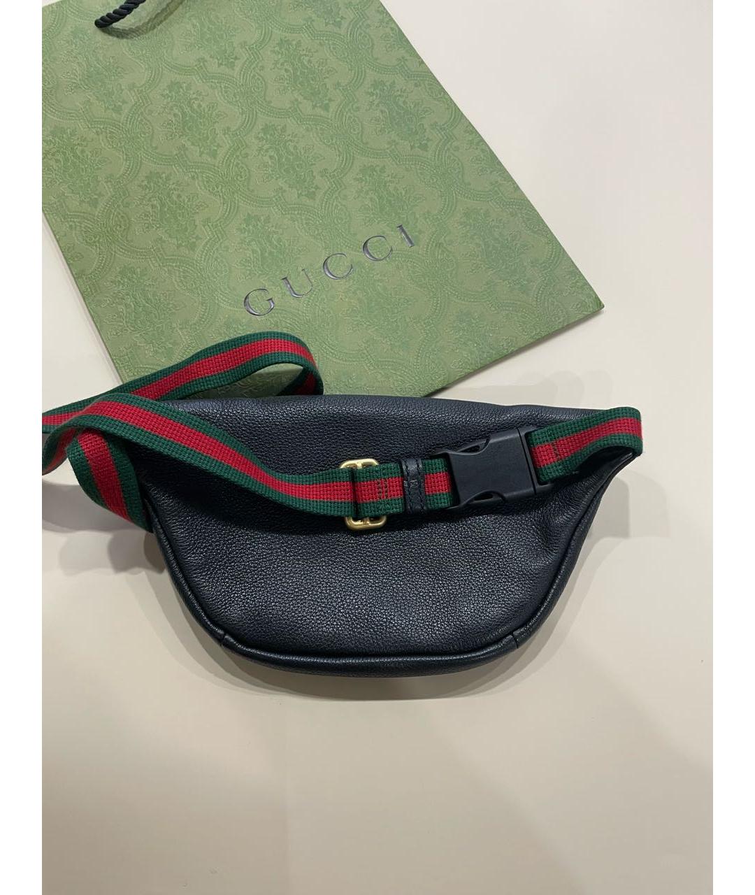 GUCCI Черная кожаная поясная сумка, фото 2