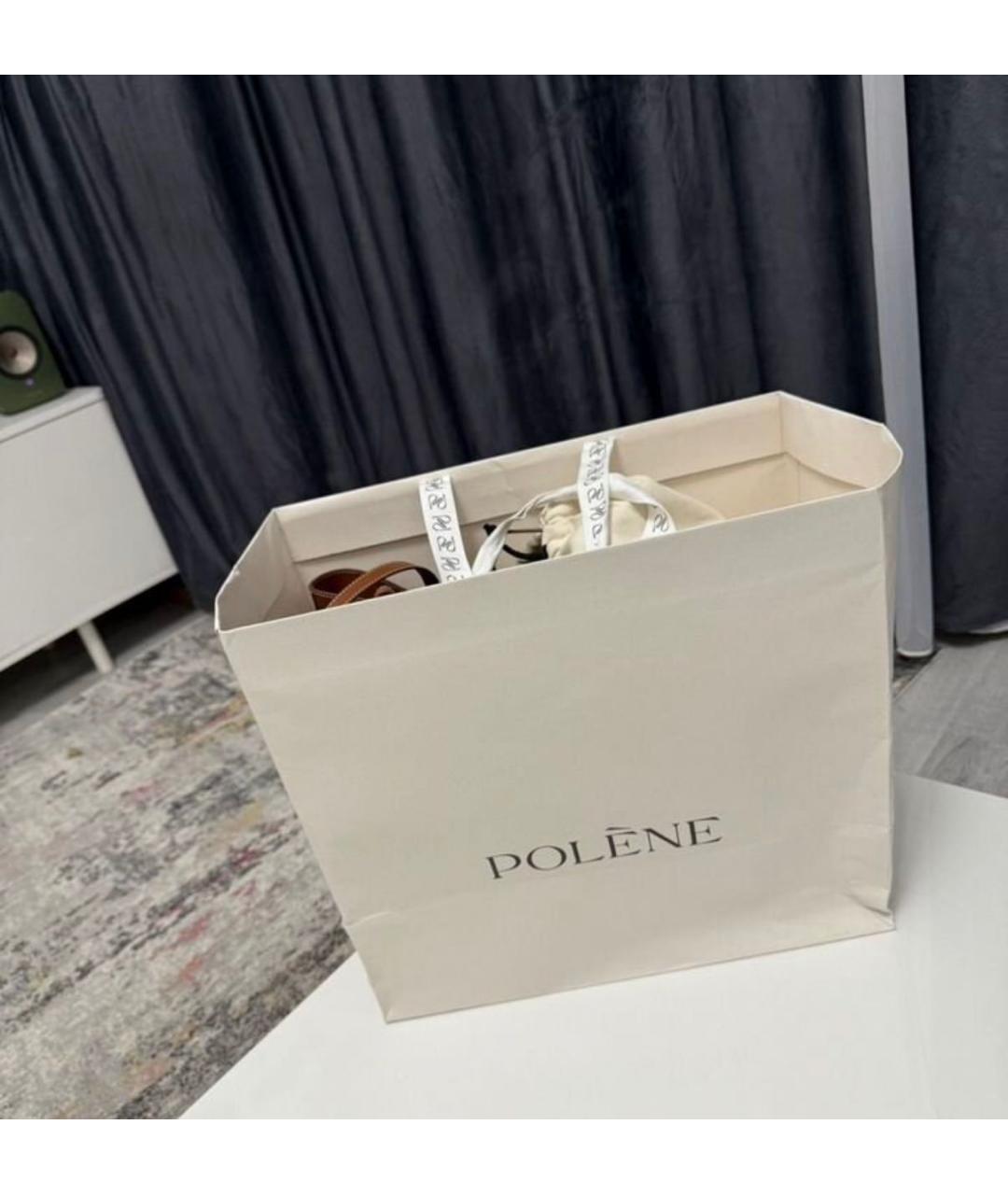 POLENE Бежевая тканевая сумка с короткими ручками, фото 5