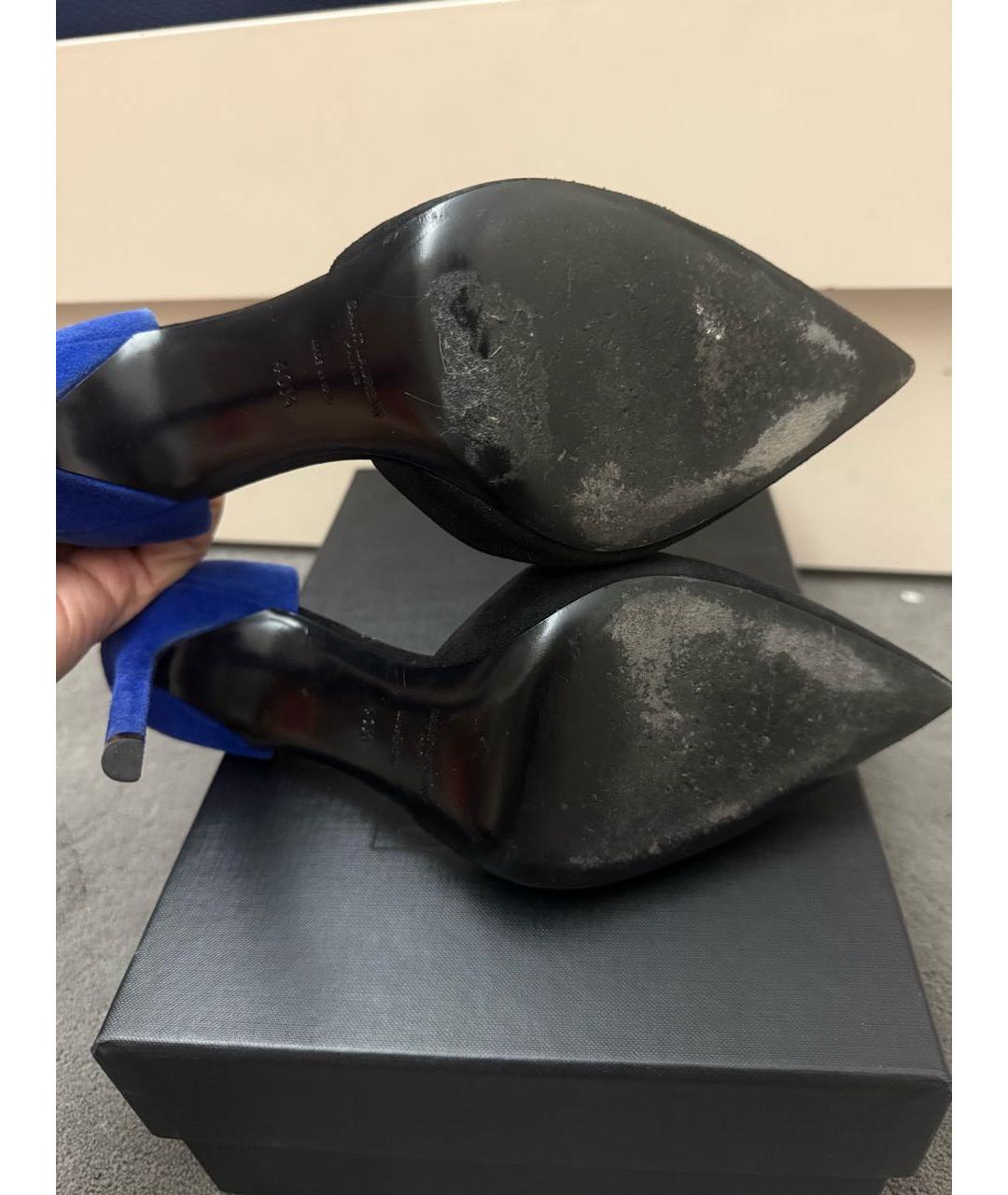 SAINT LAURENT Черные замшевые туфли, фото 4