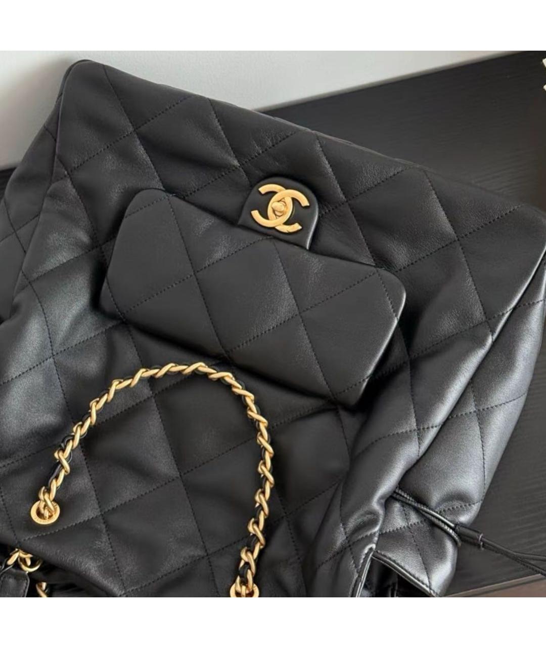 CHANEL Черная кожаная сумка через плечо, фото 5