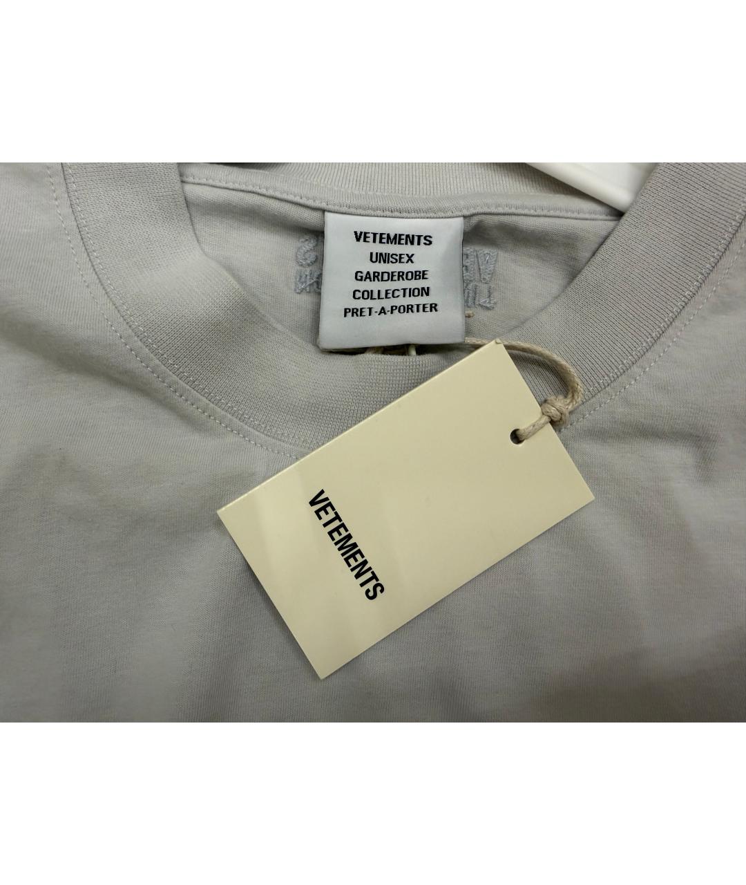 VETEMENTS Серая хлопковая футболка, фото 3