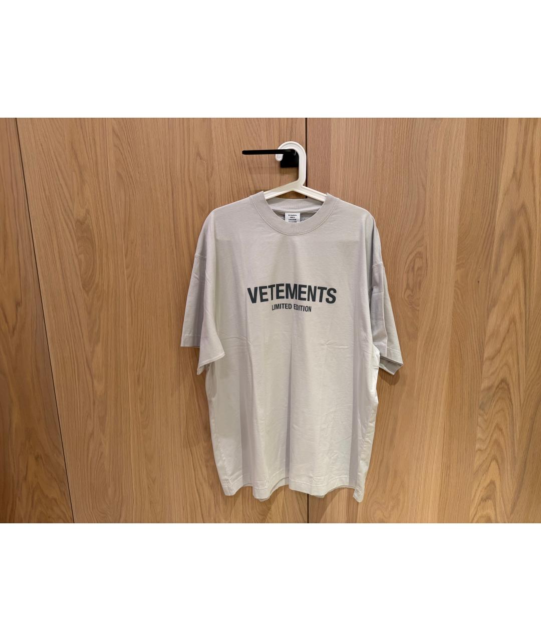 VETEMENTS Серая хлопковая футболка, фото 6