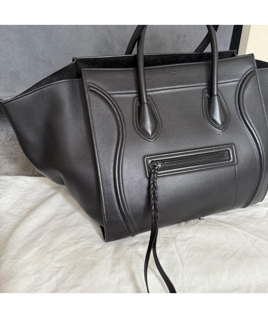 CELINE Черная кожаная сумка с короткими ручками, фото 2