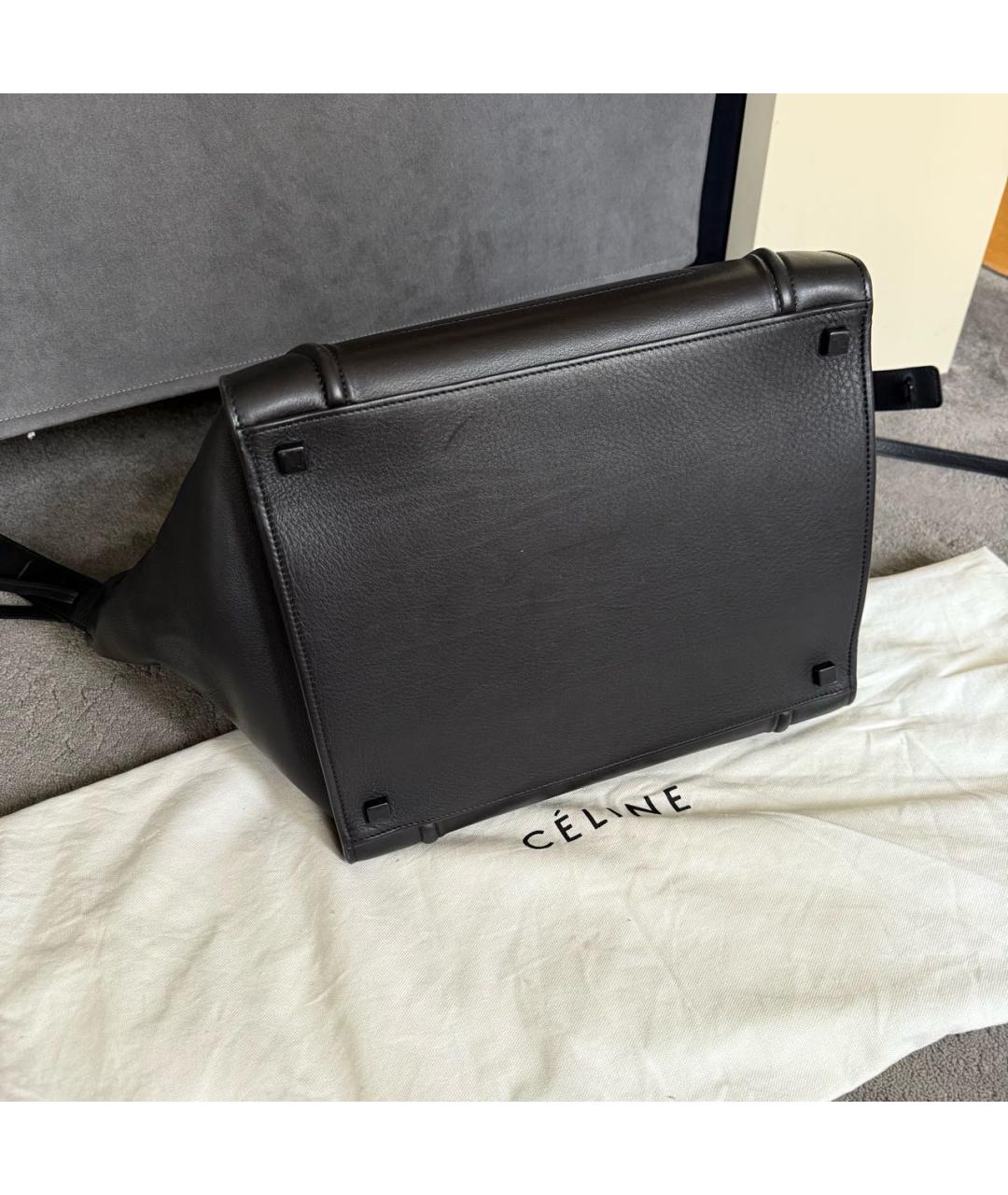 CELINE Черная кожаная сумка с короткими ручками, фото 3