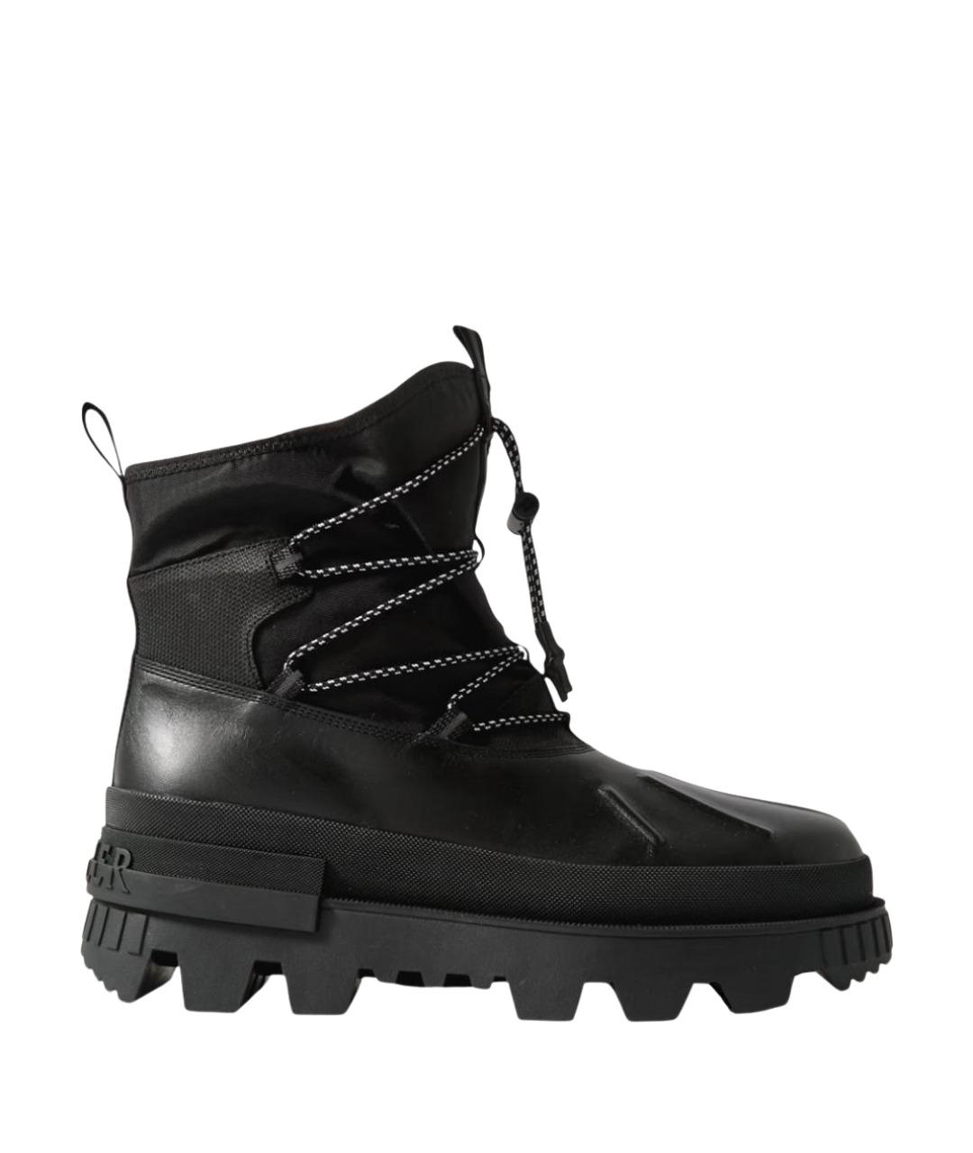 MONCLER Черные кожаные высокие ботинки, фото 1