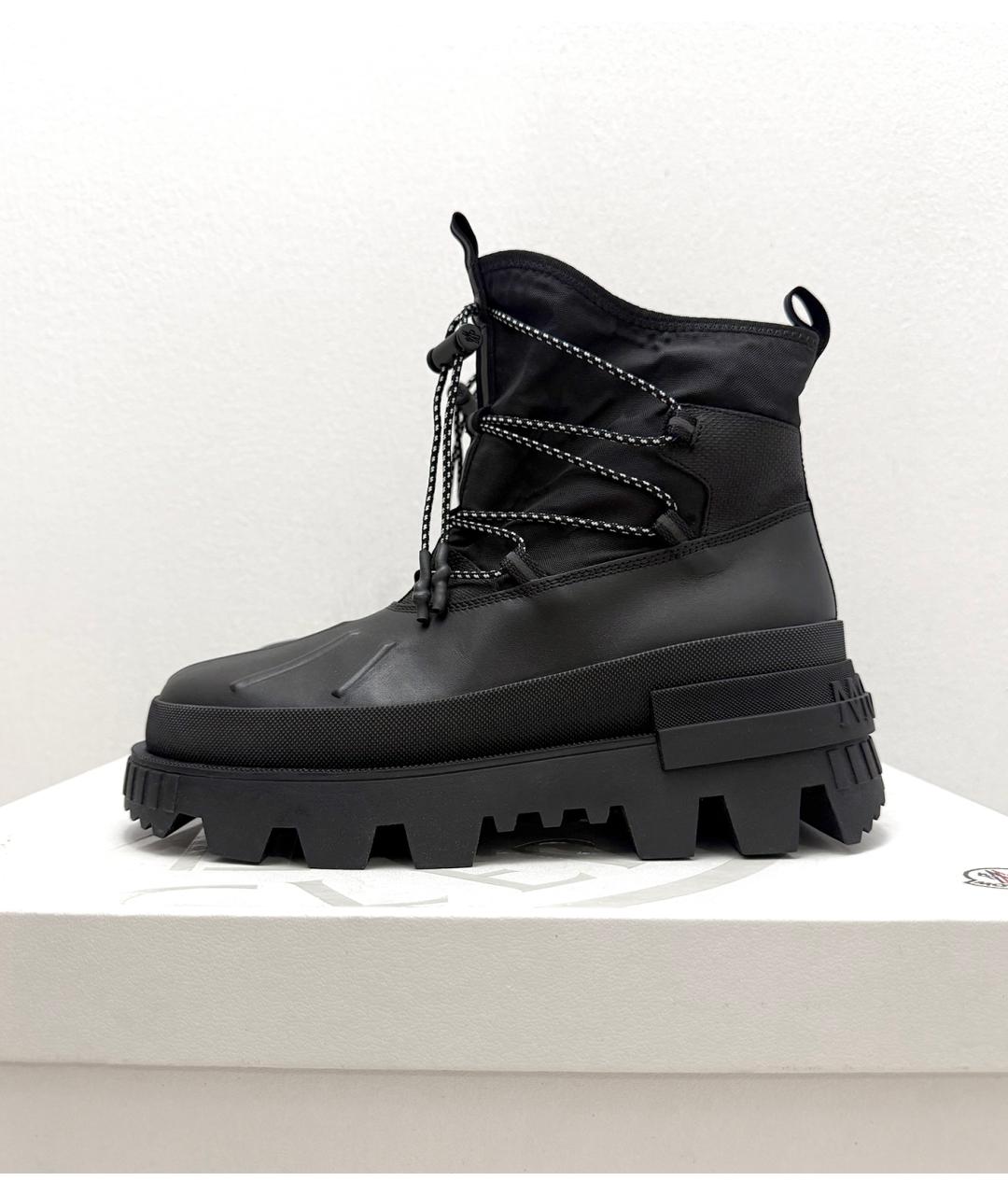 MONCLER Черные кожаные высокие ботинки, фото 9