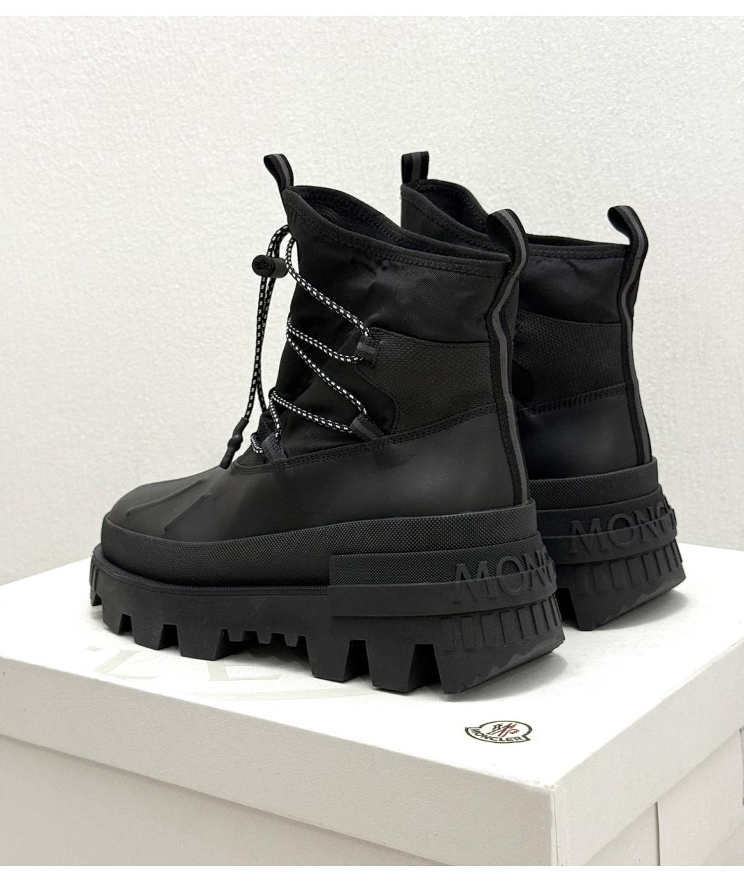 MONCLER Черные кожаные высокие ботинки, фото 3