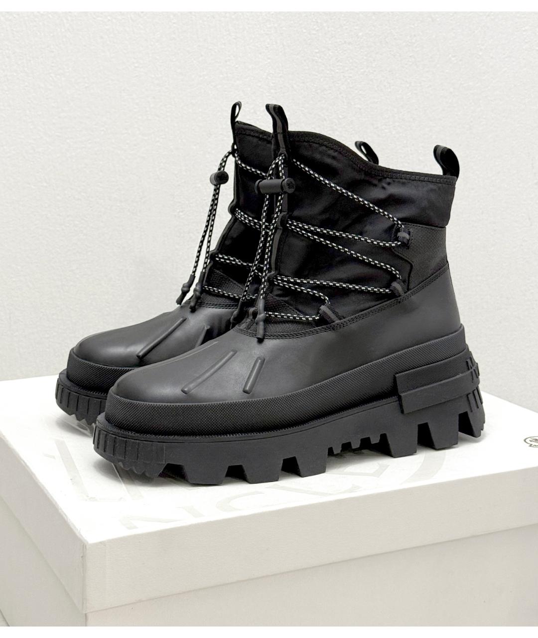 MONCLER Черные кожаные ботинки, фото 2