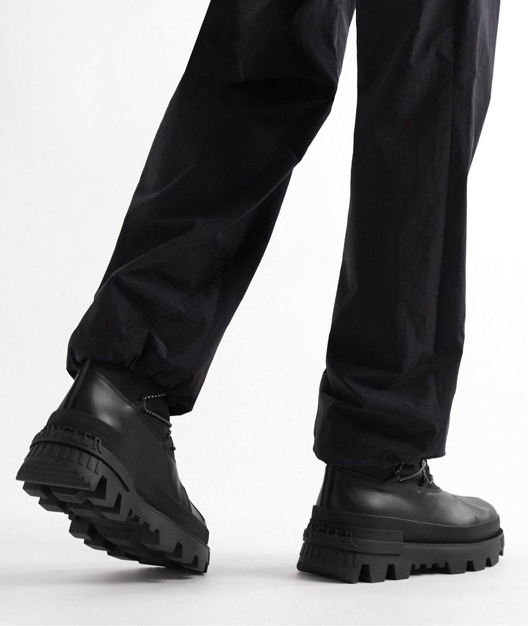 MONCLER Черные кожаные высокие ботинки, фото 6