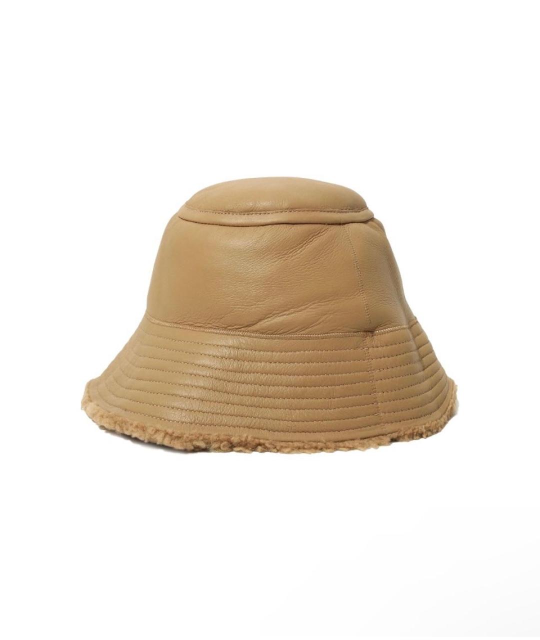 YVES SALOMON Бежевая кожаная панама, фото 1