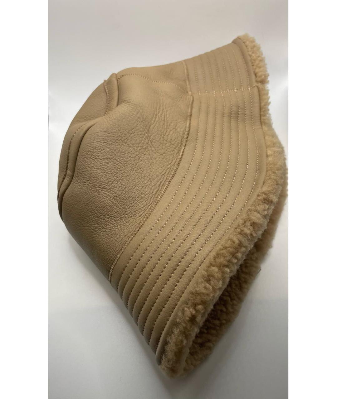 YVES SALOMON Бежевая кожаная панама, фото 3