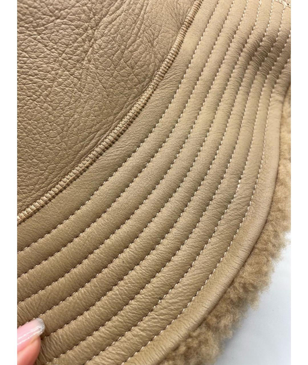 YVES SALOMON Бежевая кожаная панама, фото 6