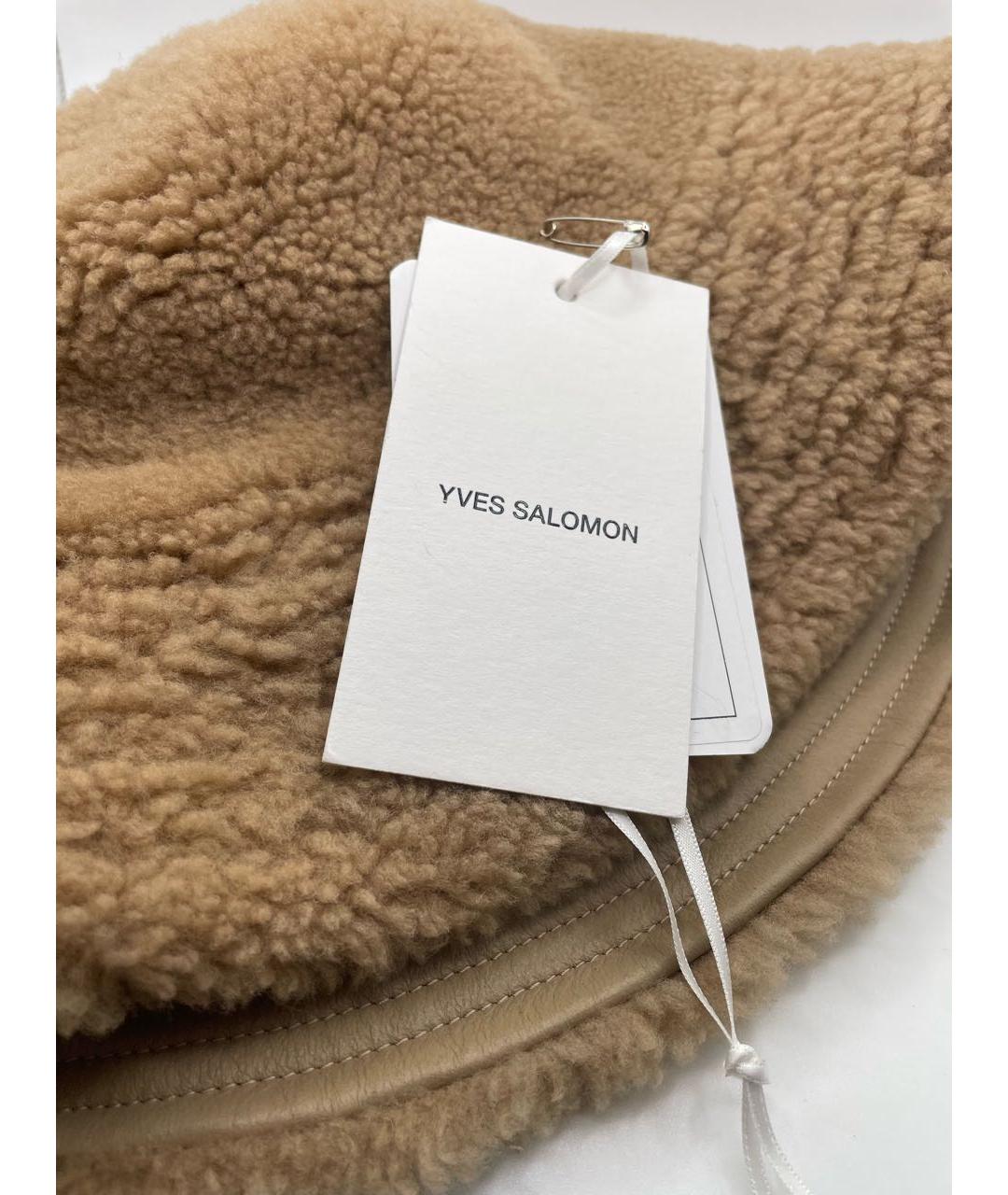 YVES SALOMON Бежевая кожаная панама, фото 7