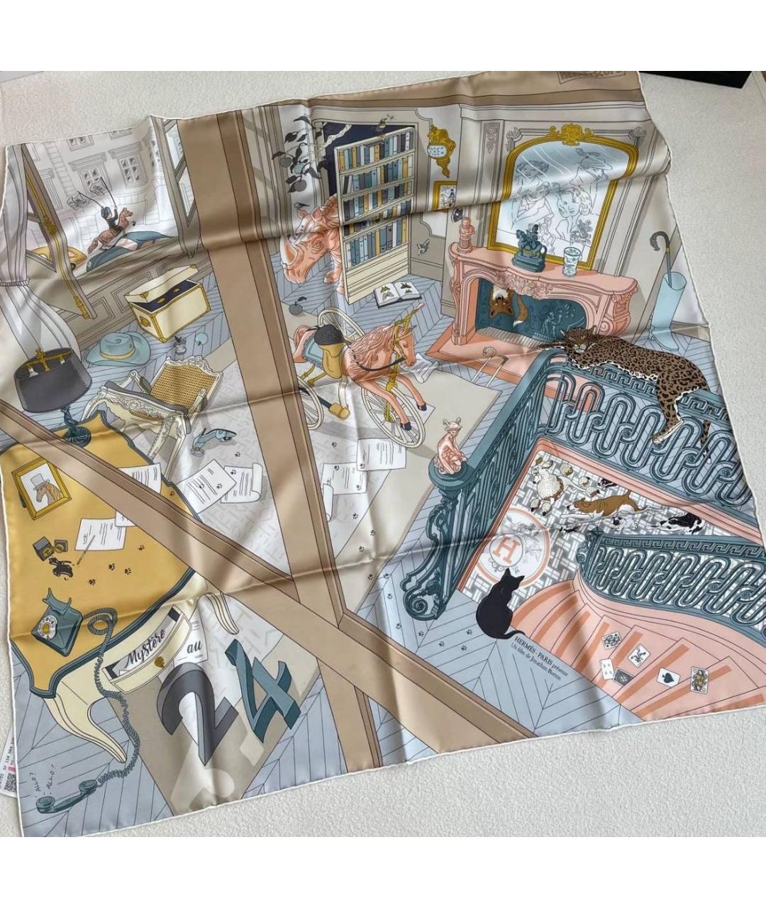 HERMES Мульти шелковый платок, фото 2