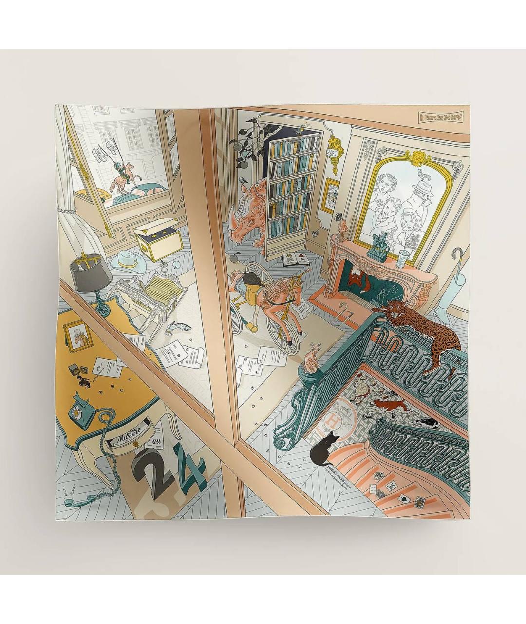 HERMES Мульти шелковый платок, фото 3