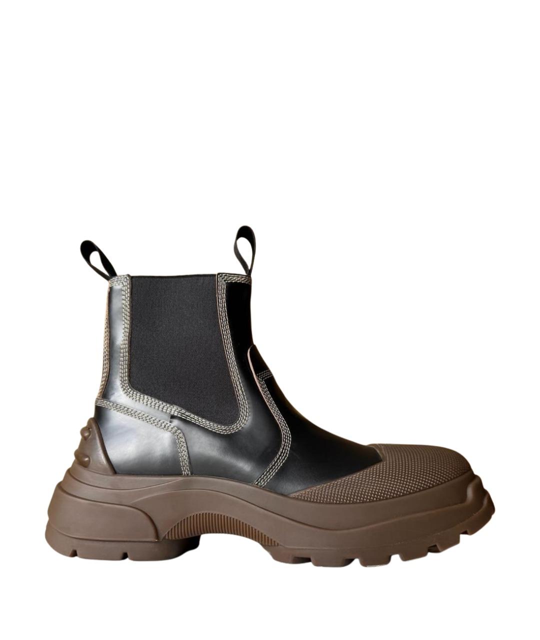 MAISON MARGIELA Черные кожаные высокие ботинки, фото 1