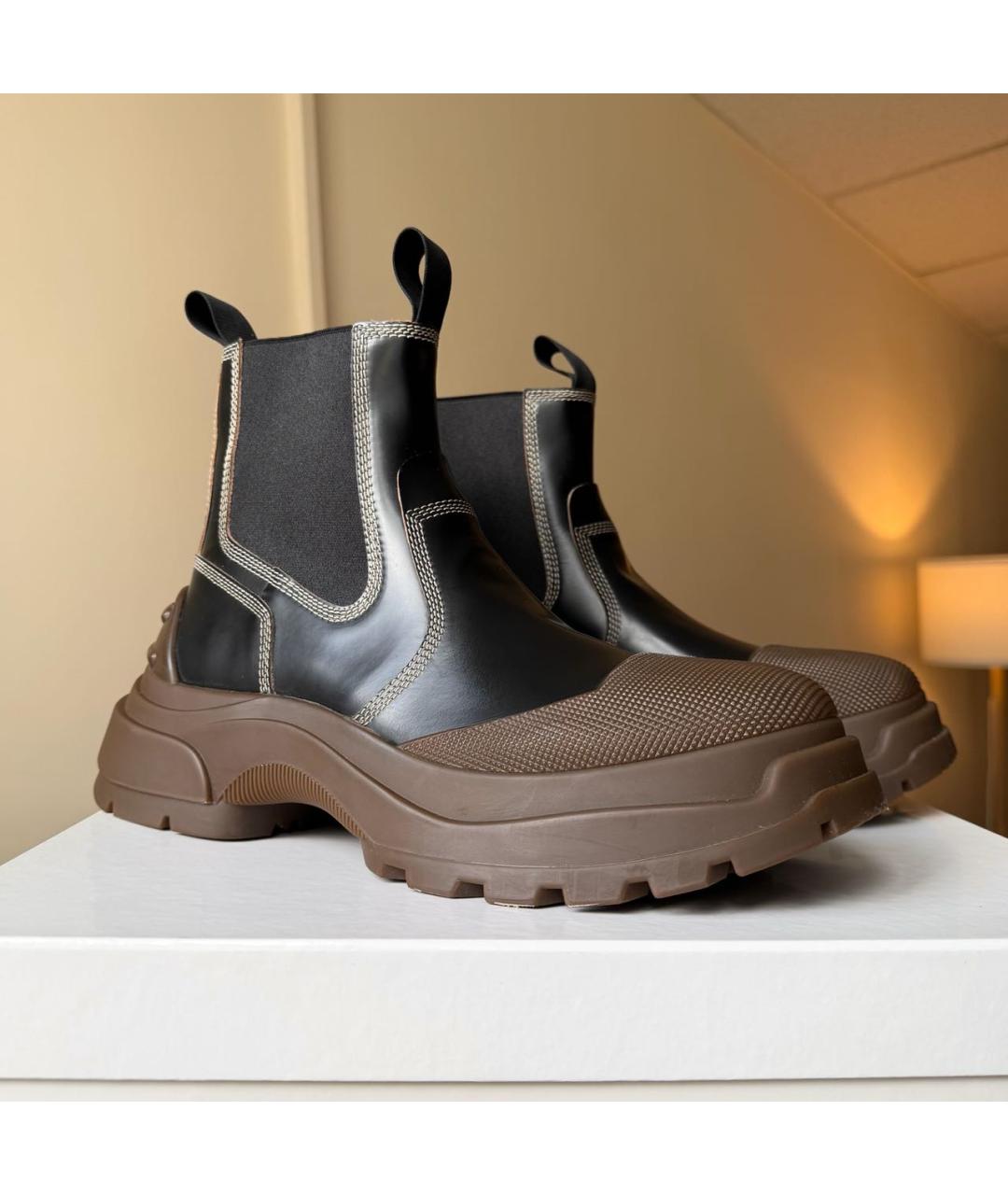 MAISON MARGIELA Черные кожаные высокие ботинки, фото 2