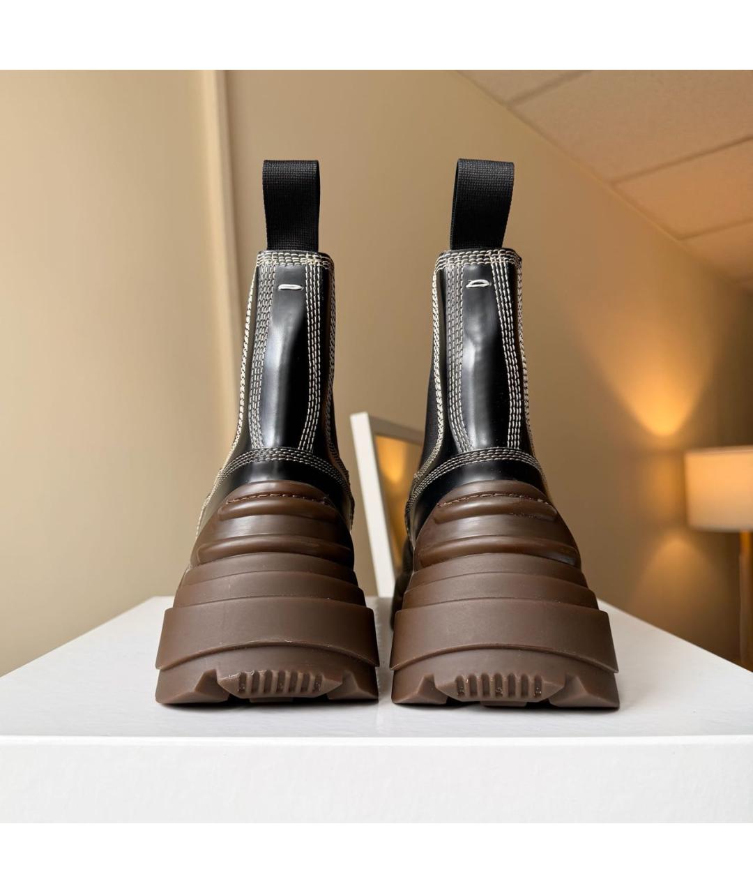MAISON MARGIELA Черные кожаные высокие ботинки, фото 5
