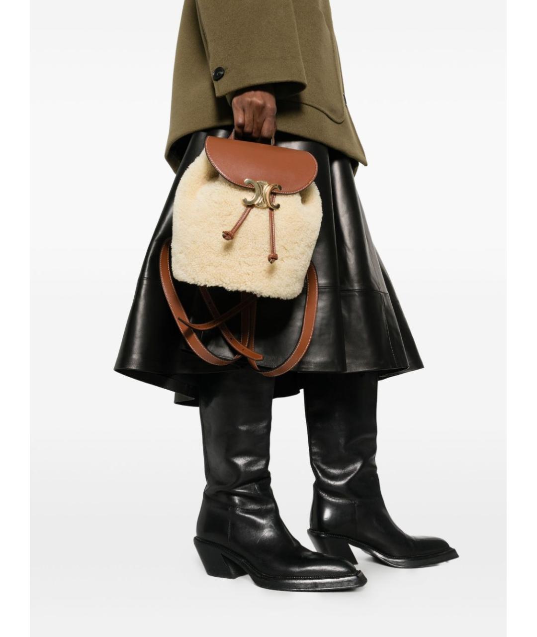 CELINE Коричневый кожаный рюкзак, фото 5