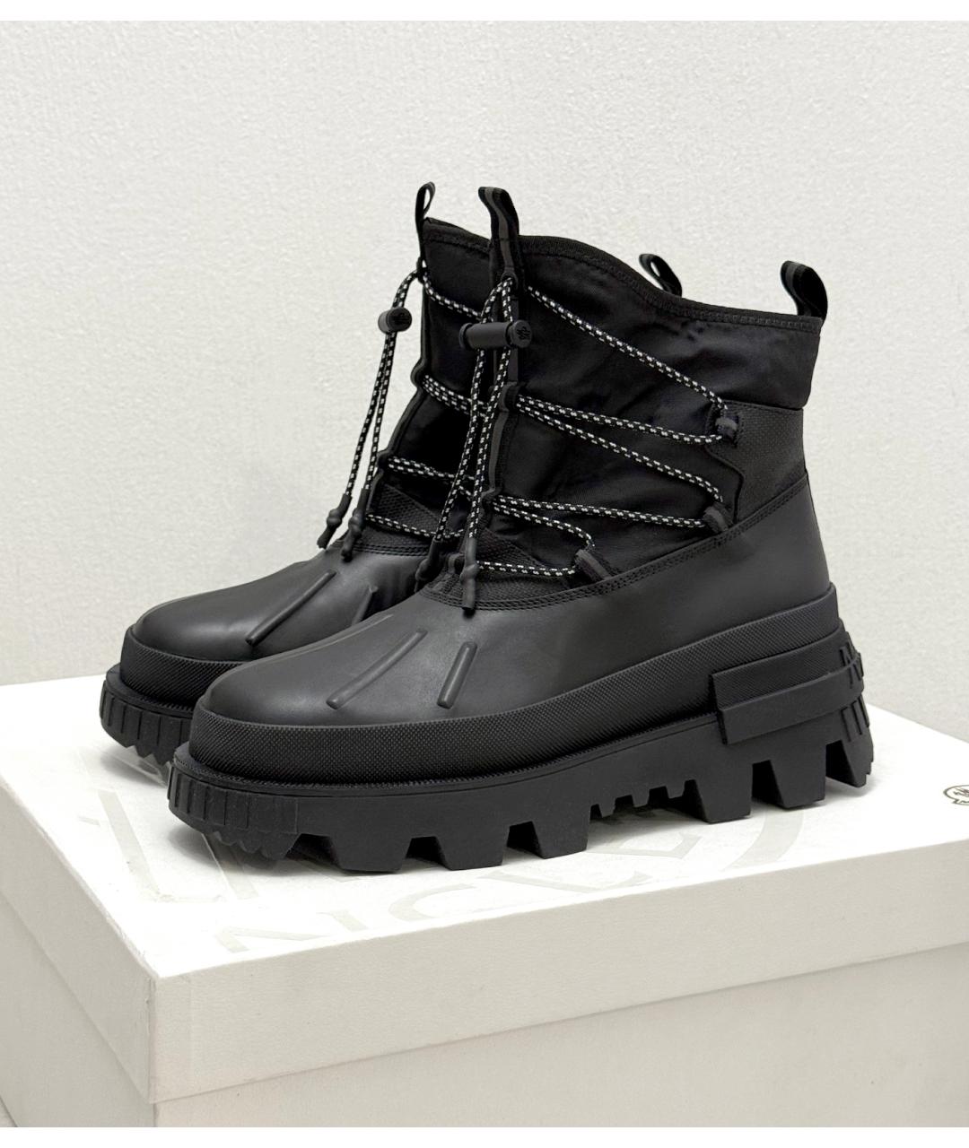 MONCLER Черные кожаные высокие ботинки, фото 2