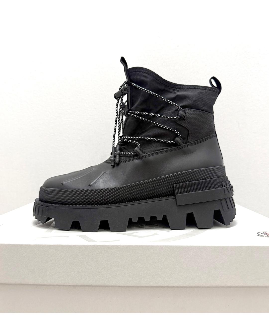 MONCLER Черные кожаные высокие ботинки, фото 8