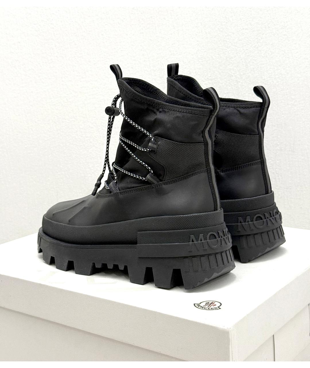 MONCLER Черные кожаные высокие ботинки, фото 4