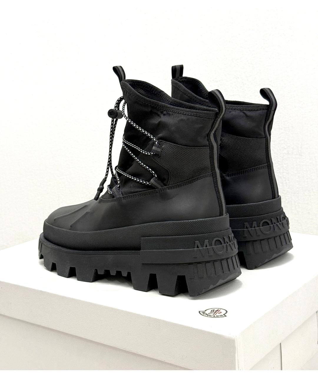 MONCLER Черные кожаные высокие ботинки, фото 4
