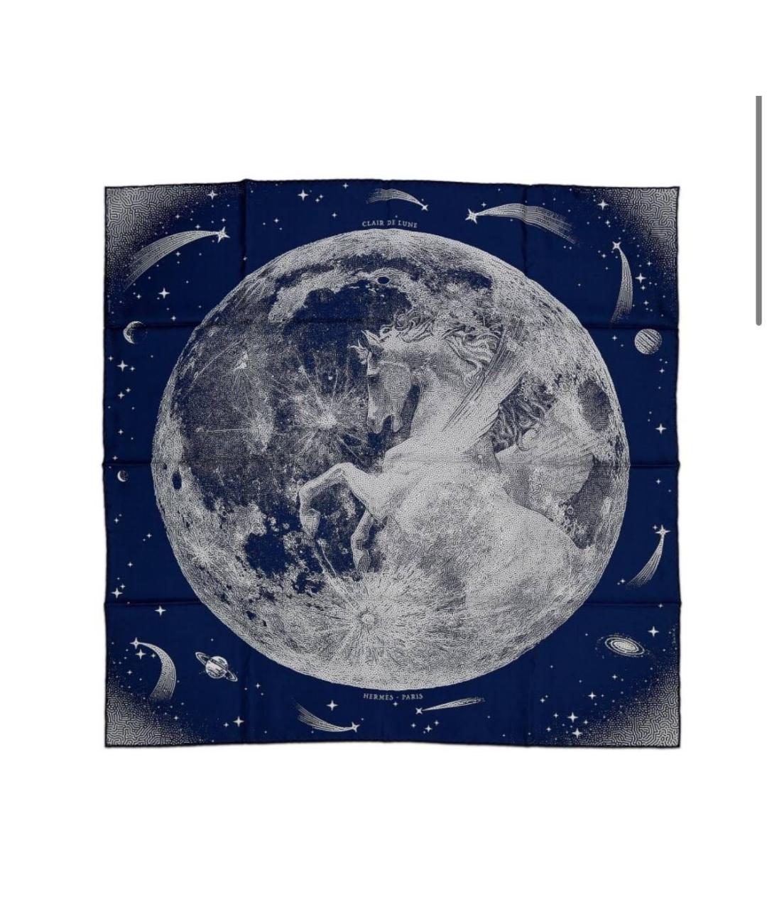 HERMES Синий шелковый платок, фото 3