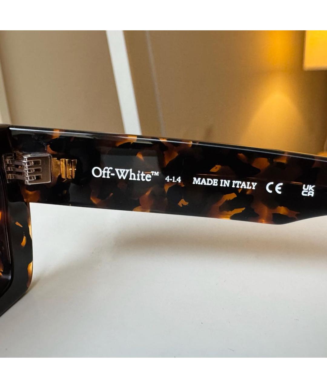 OFF-WHITE Коричневые пластиковые солнцезащитные очки, фото 6