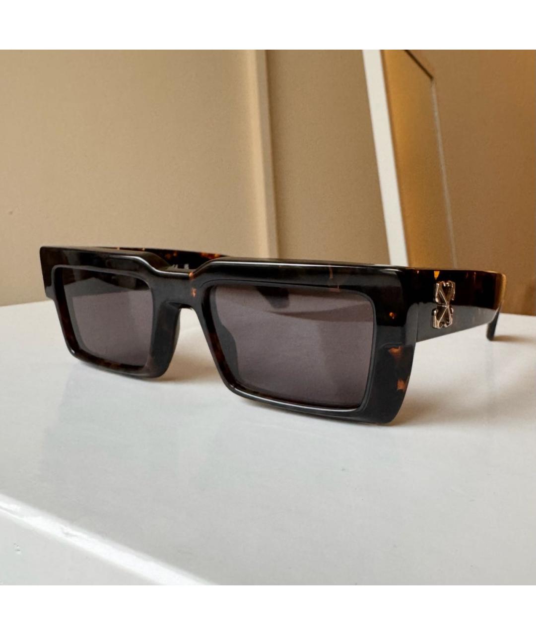 OFF-WHITE Коричневые пластиковые солнцезащитные очки, фото 3