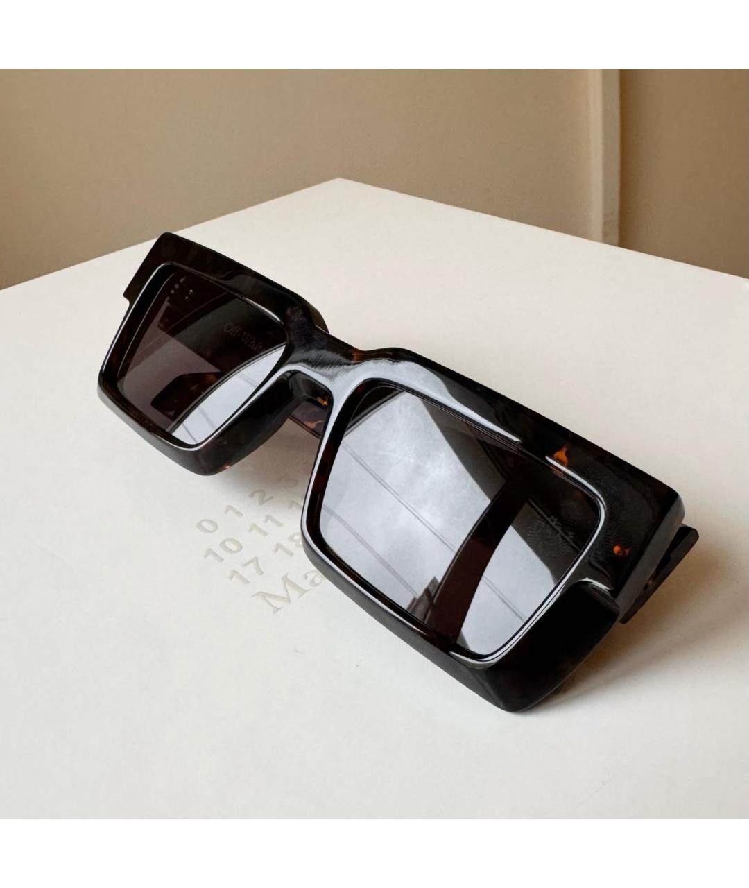 OFF-WHITE Коричневые пластиковые солнцезащитные очки, фото 4
