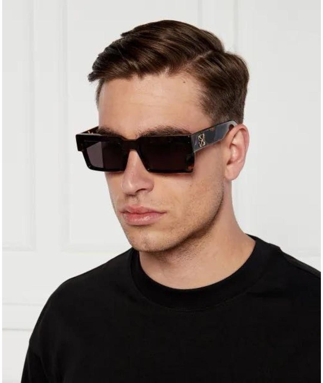 OFF-WHITE Коричневые пластиковые солнцезащитные очки, фото 2