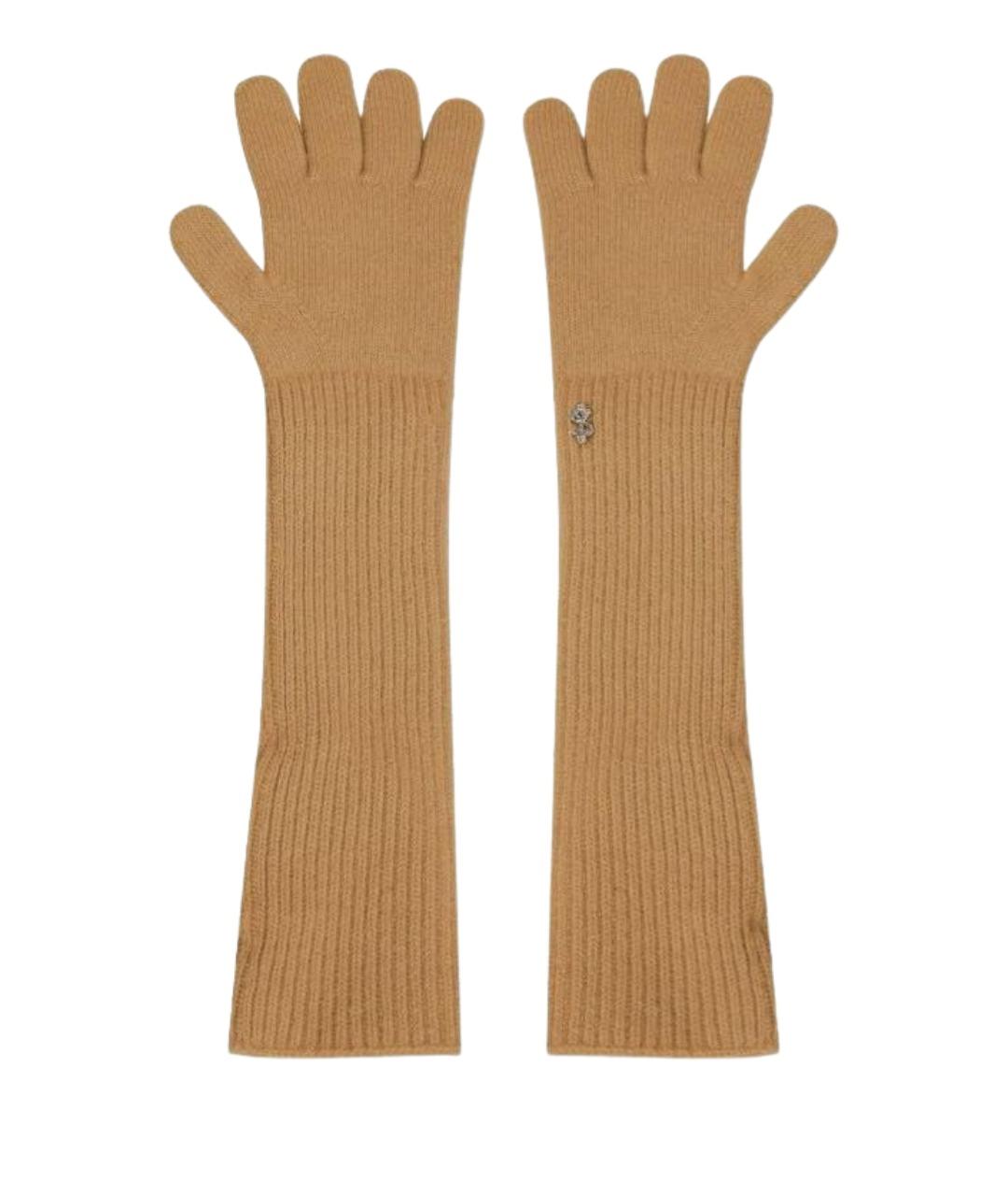 YVES SALOMON Бежевые кашемировые перчатки, фото 1
